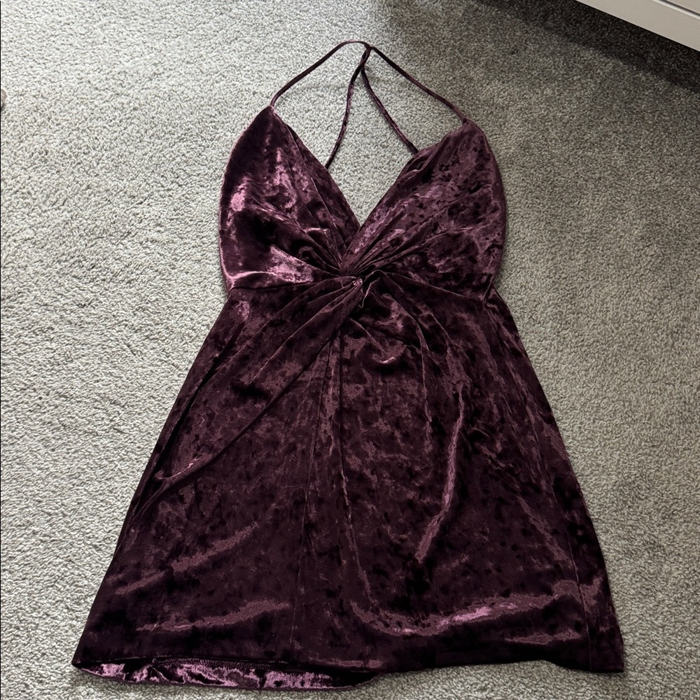 Zara Velvet Purple Backless Dress NWT